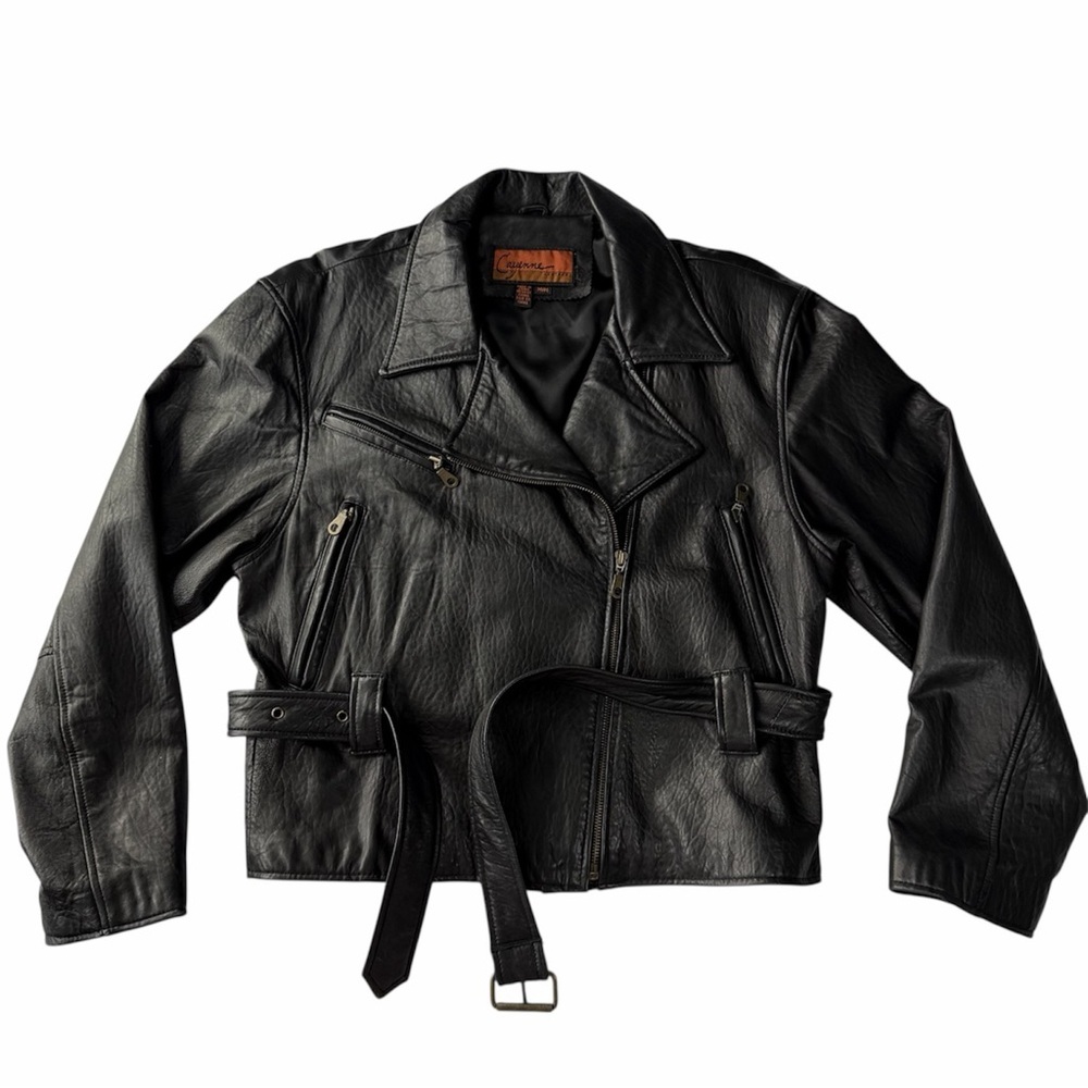 Cayenne Leather Buttery soft vintage leather moto jacket with belt size M